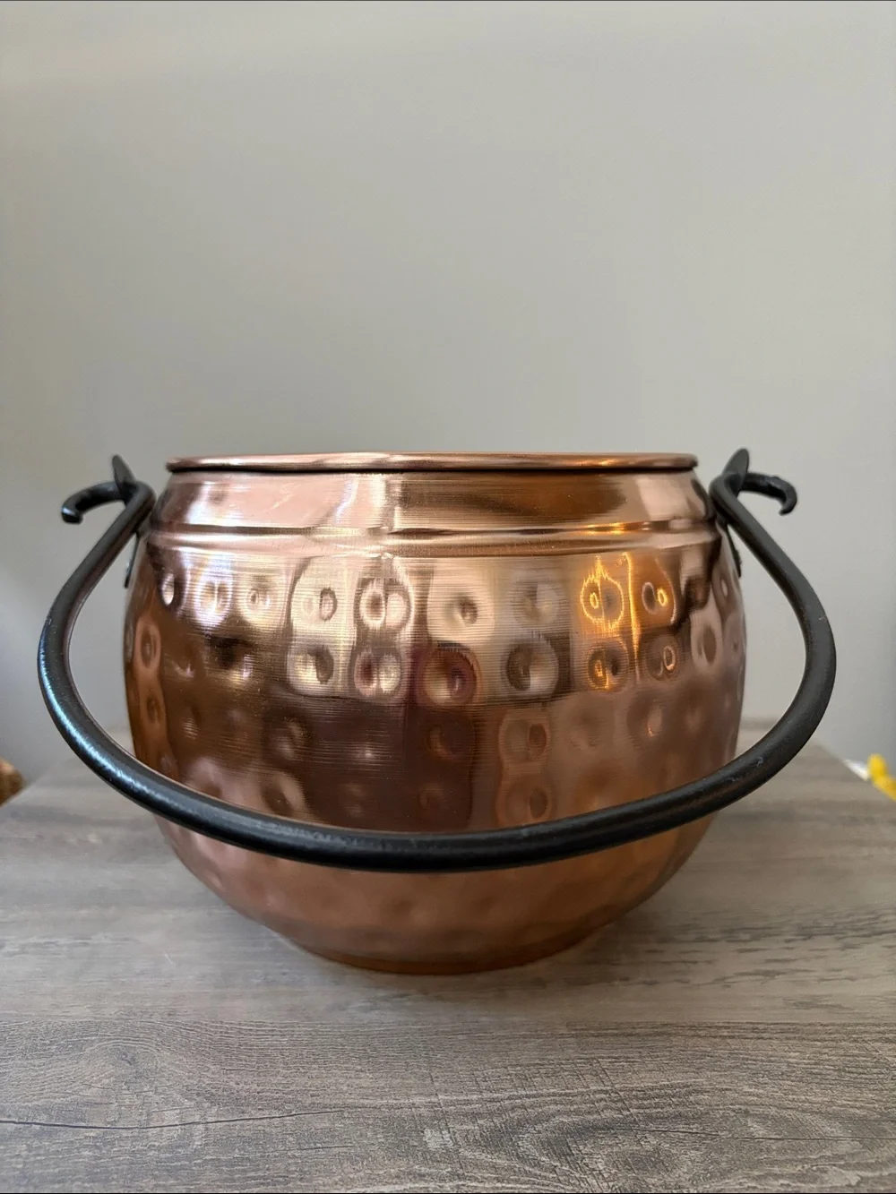 Copper Hammered Jack-O'-Lantern Cauldron Bowl